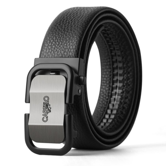 Cartelo Black Cowhide Leather Ratchet Belt MZD30852